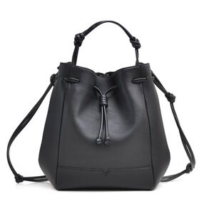 VON HOLZHAUSEN Large Black Vegan Leather The Bucket Backpack